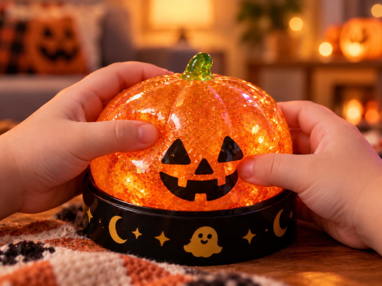 ハロウィンスクイーズで遊ぶ手元のイメージ